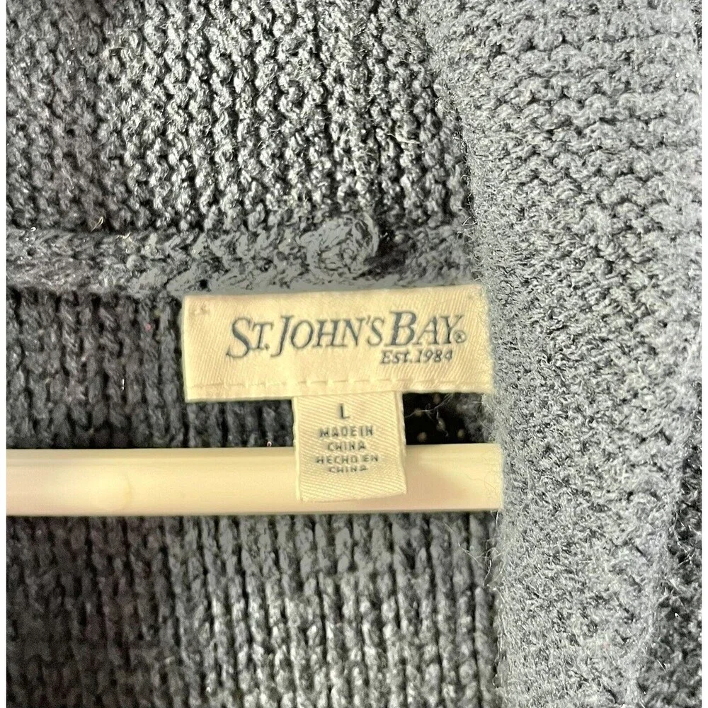 St. John's Bay Knit Women's Blue Cardigan Long Sleeve Sweater Size Large - Picture 6 of 9